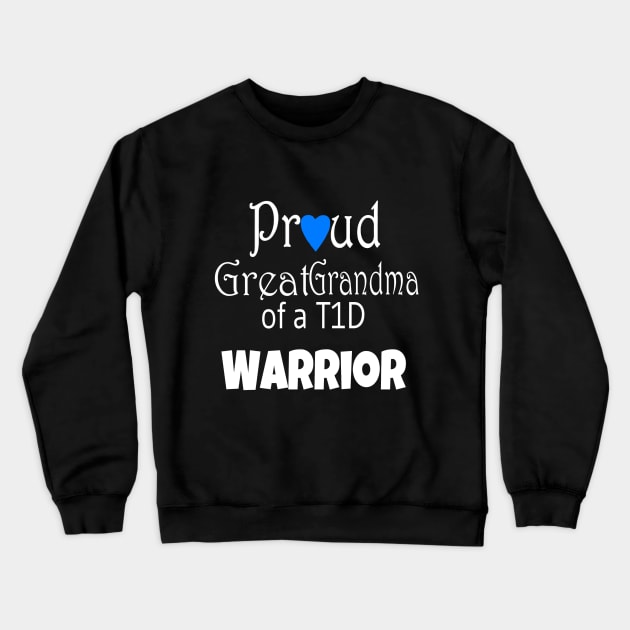 Proud Great Grandma - White Text - Blue Heart Crewneck Sweatshirt by CatGirl101